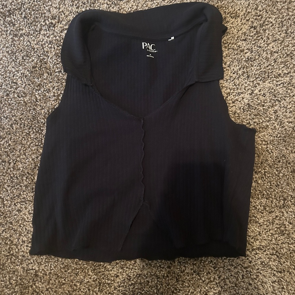 PacSun Black Ribbed Collared Tank